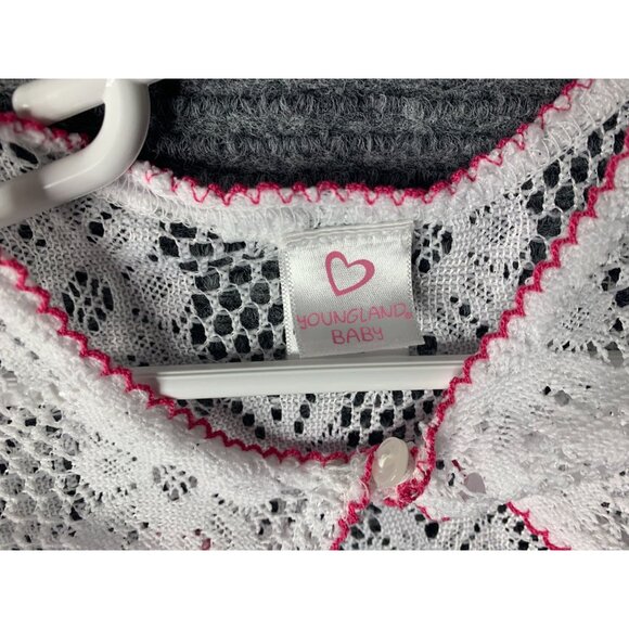 Youngland Baby infant Girls Size 12 months white scrug cardigan sweater lace wit - Picture 3 of 4